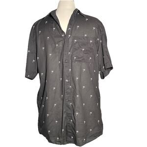 Men's H&M Button Up Palm Tree Shirt size MD Short Sleeve Black White